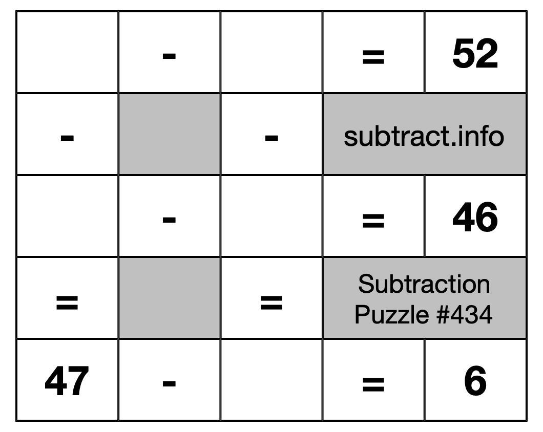 Subtraction Puzzle #434