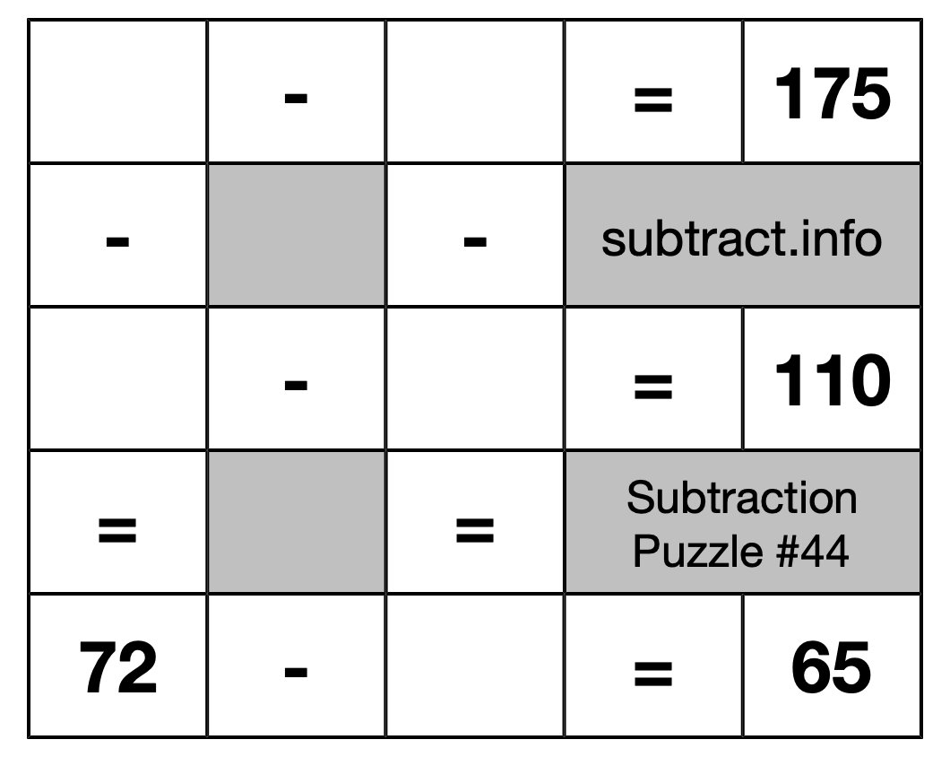 Subtraction Puzzle #44