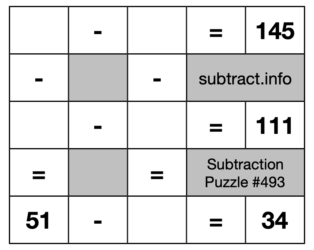 Subtraction Puzzle #493