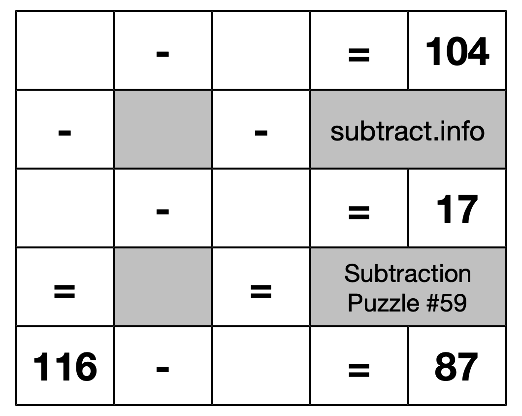 Subtraction Puzzle #59