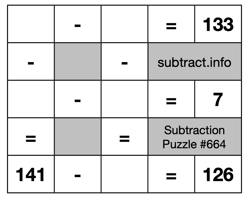 Subtraction Puzzle #664