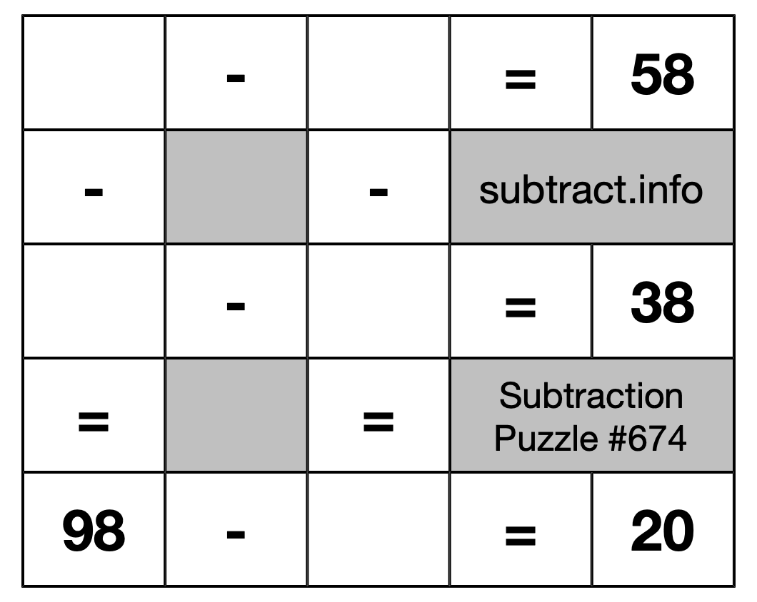 Subtraction Puzzle #674