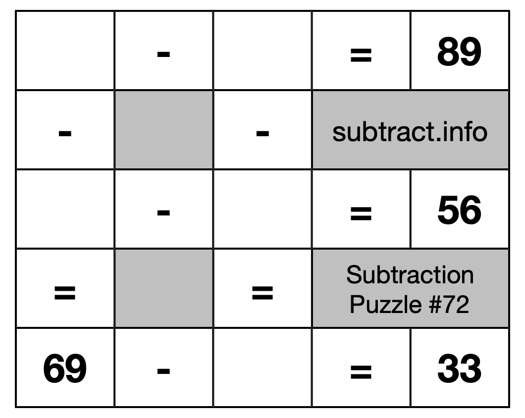 Subtraction Puzzle #72