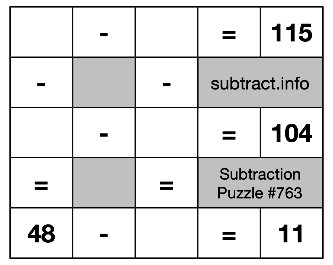 Subtraction Puzzle #763