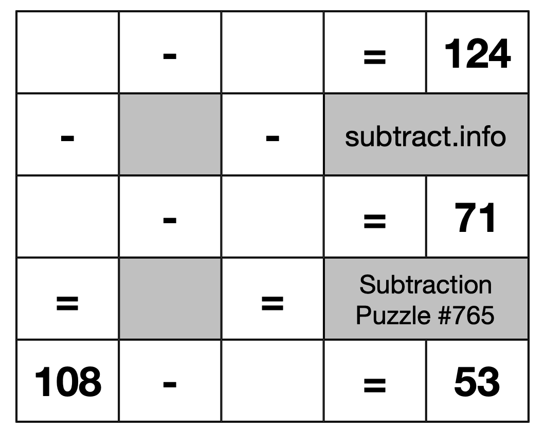 Subtraction Puzzle #765