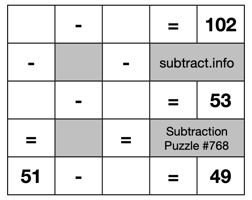 Subtraction Puzzle #768