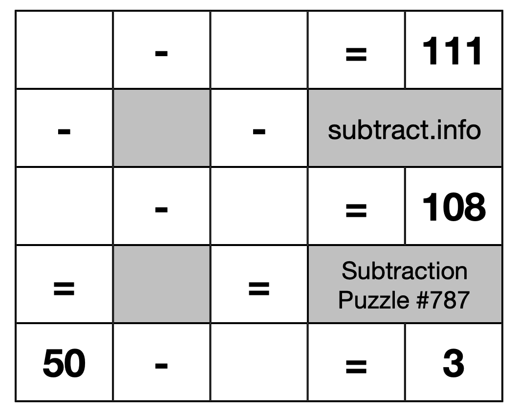 Subtraction Puzzle #787