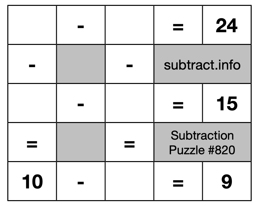 Subtraction Puzzle #820