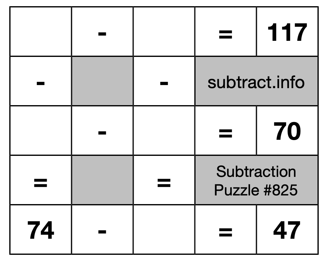 Subtraction Puzzle #825