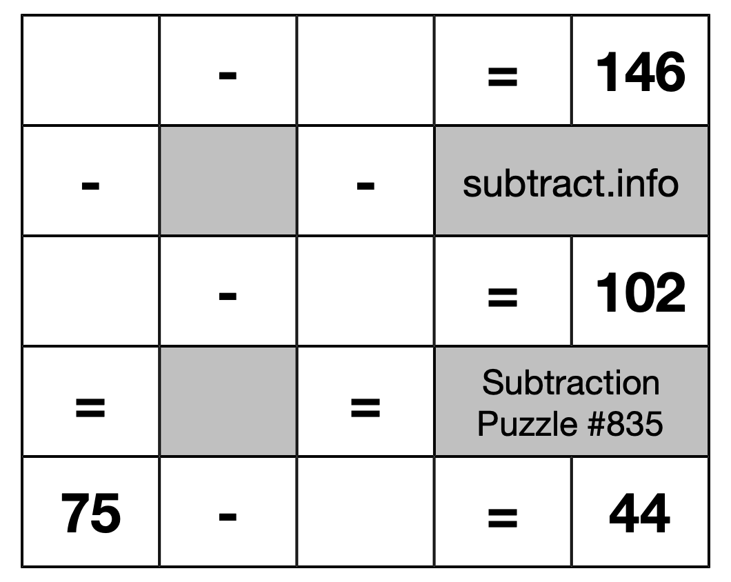 Subtraction Puzzle #835