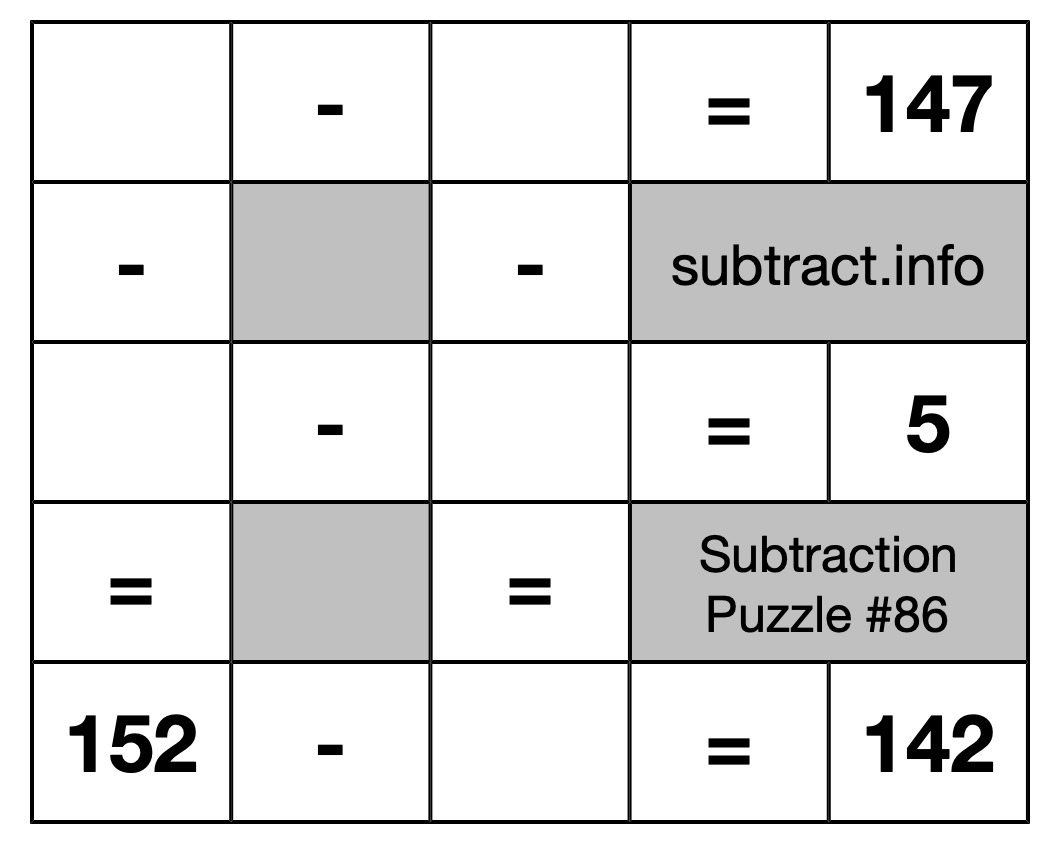 Subtraction Puzzle #86