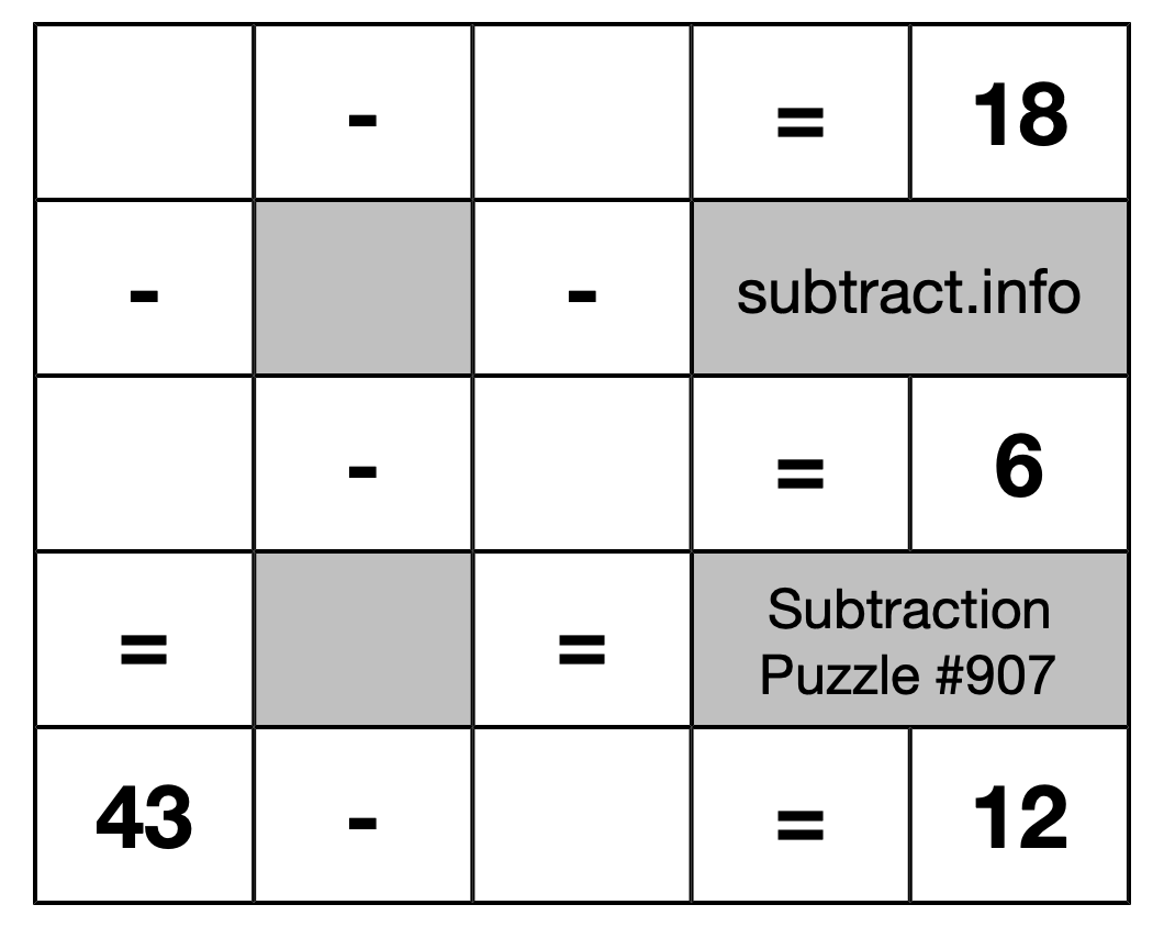 Subtraction Puzzle #907