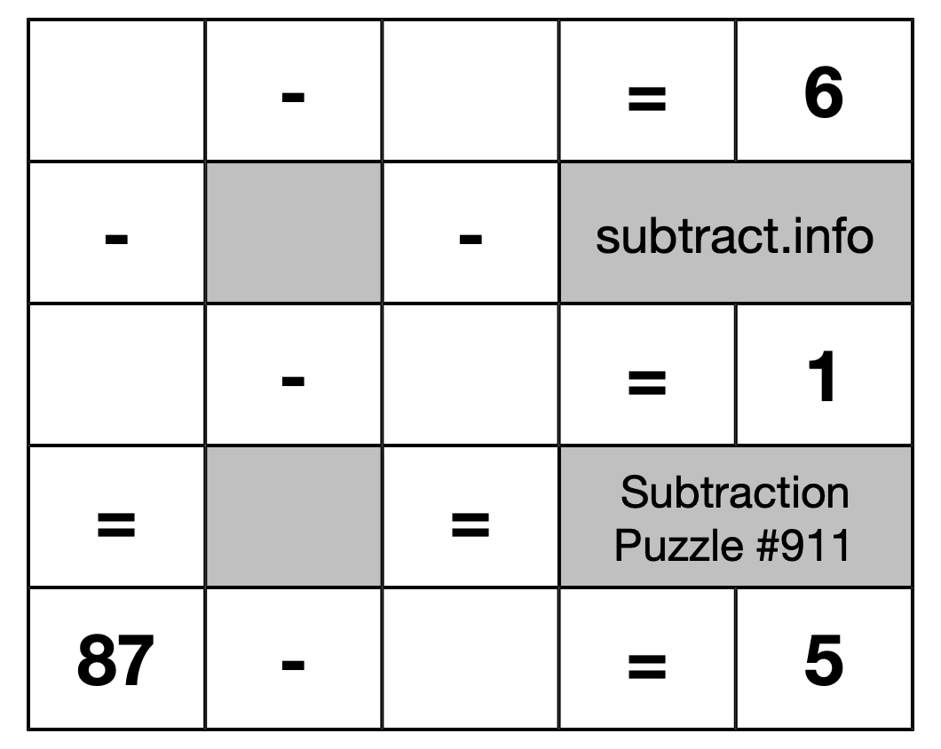 Subtraction Puzzle #911