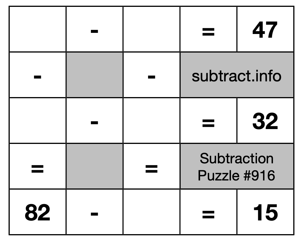 Subtraction Puzzle #916