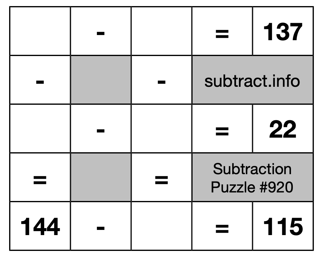 Subtraction Puzzle #920