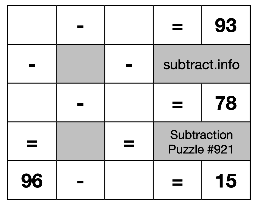 Subtraction Puzzle #921