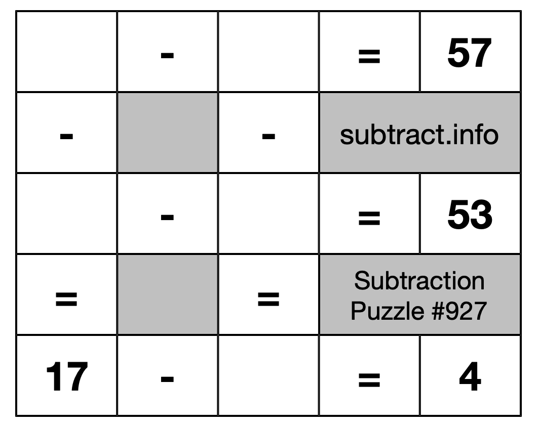 Subtraction Puzzle #927