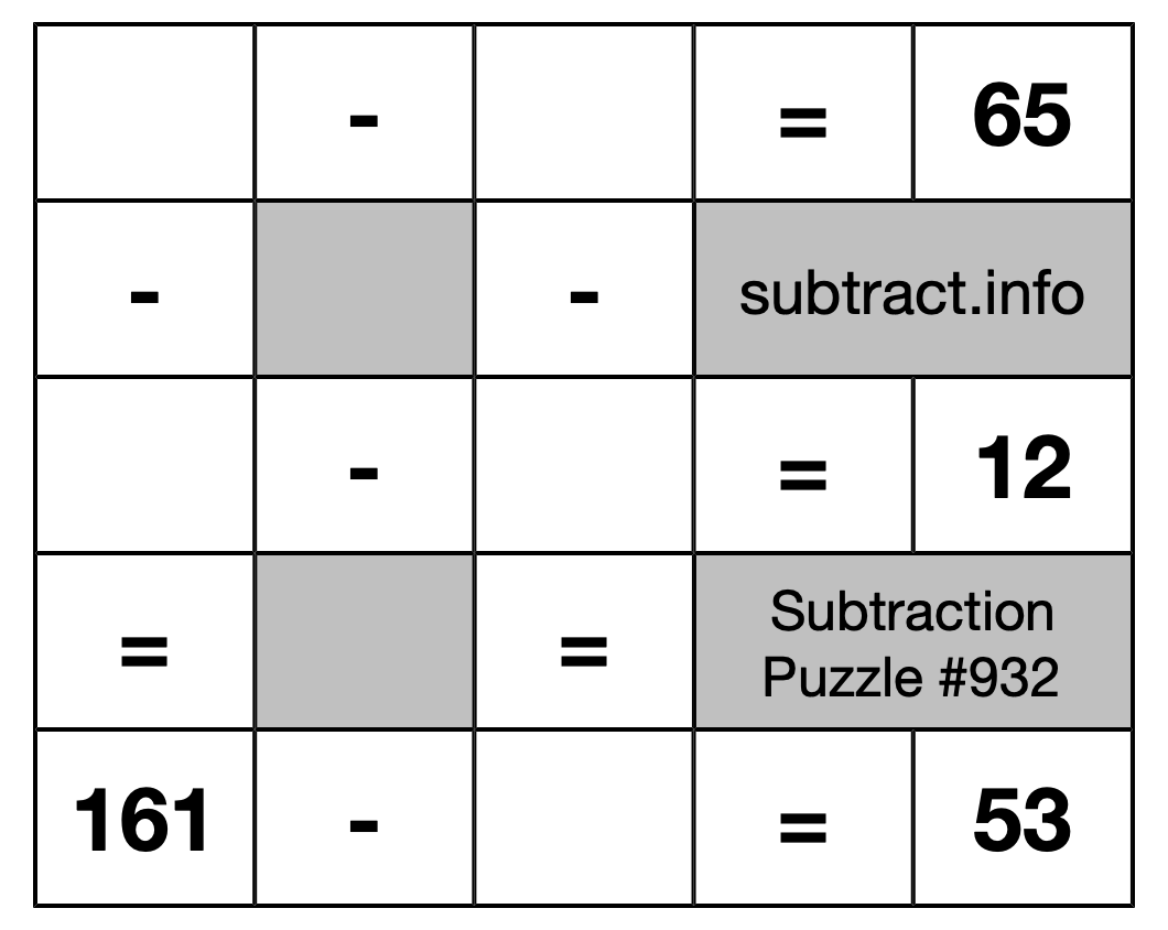 Subtraction Puzzle #932