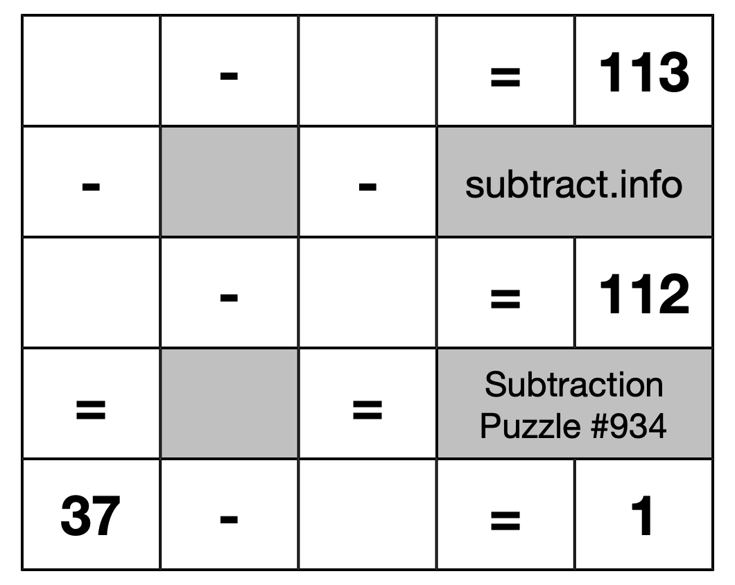 Subtraction Puzzle #934