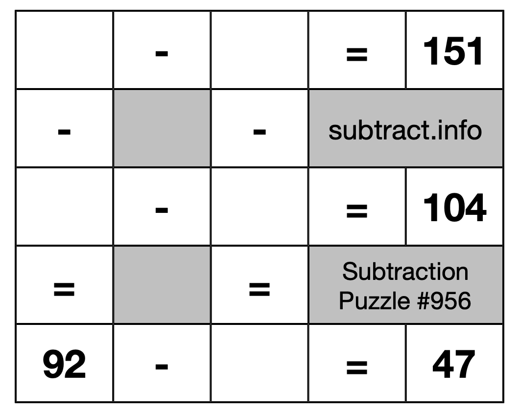 Subtraction Puzzle #956