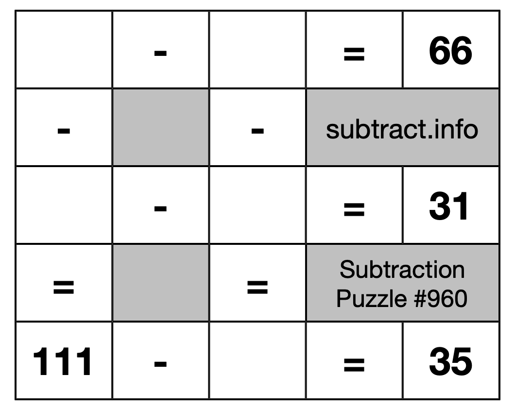 Subtraction Puzzle #960