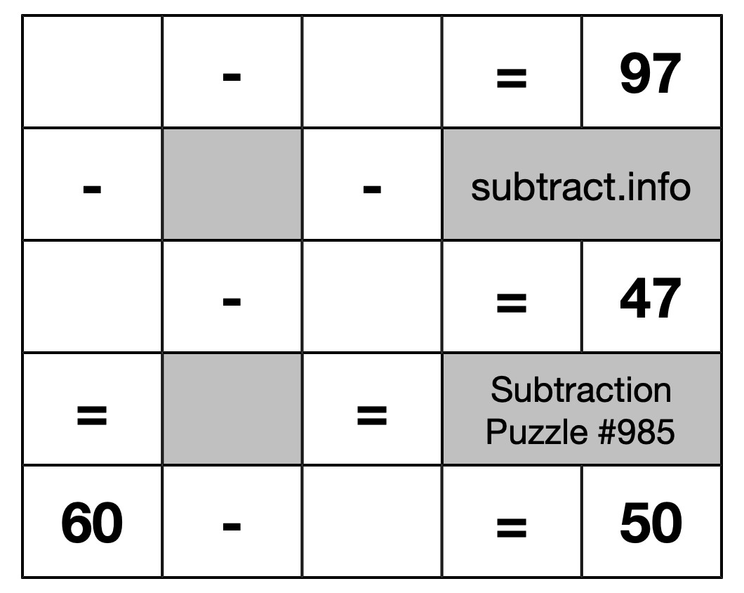 Subtraction Puzzle #985