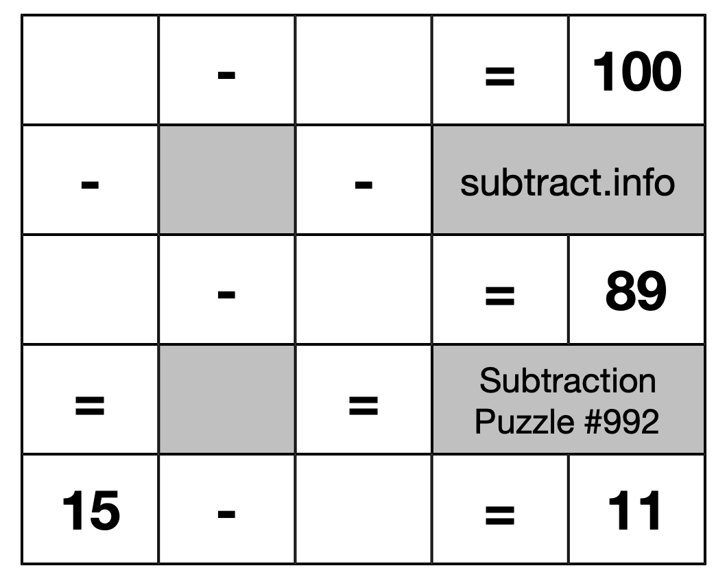 Subtraction Puzzle #992
